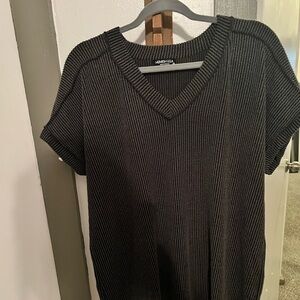 Heimish Black Ribbed Knit Top